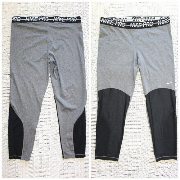 Nike Pro Sports women's mesh Leggings Pro 78 Size XL black and gray Sporty - Picture 1 of 10